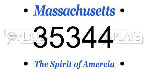 35344 Massachusetts License Plate
