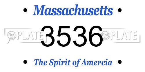 3536 Massachusetts License Plate