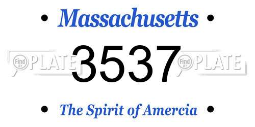 3537 Massachusetts License Plate