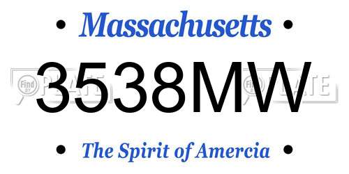 3538MW Massachusetts License Plate