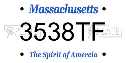 3538TF Massachusetts License Plate