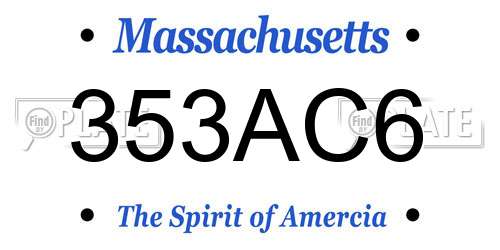 353AC6 Massachusetts License Plate