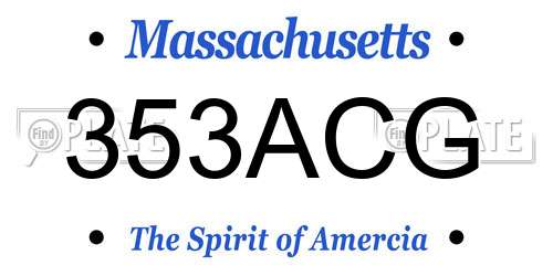 353ACG Massachusetts License Plate