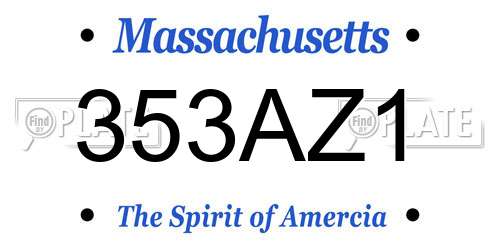 353AZ1 Massachusetts License Plate