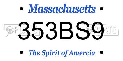 353BS9 Massachusetts License Plate