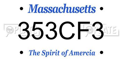 353CF3 Massachusetts License Plate