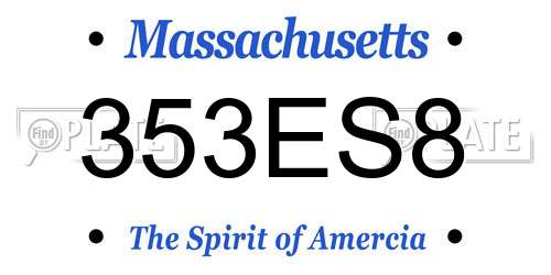 353ES8 Massachusetts License Plate