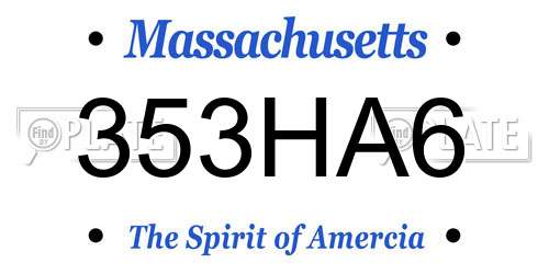 353HA6 Massachusetts License Plate