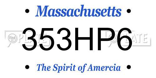 353HP6 Massachusetts License Plate