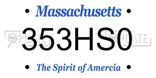 353HS0 Massachusetts License Plate