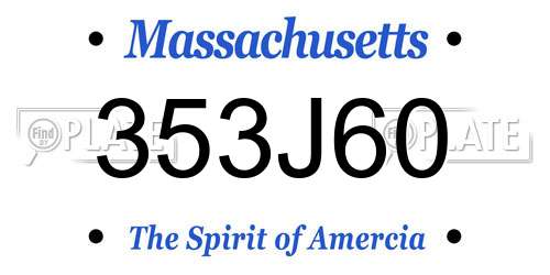 353J60 Massachusetts License Plate