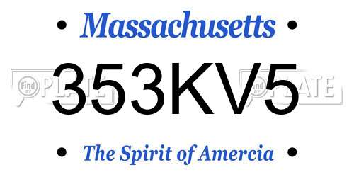 353KV5 Massachusetts License Plate
