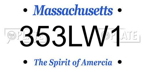 353LW1 Massachusetts License Plate