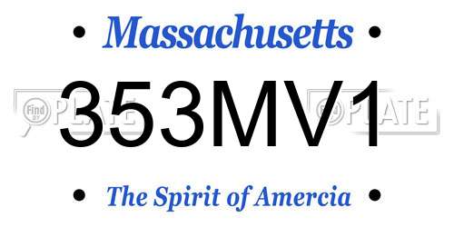 353MV1 Massachusetts License Plate