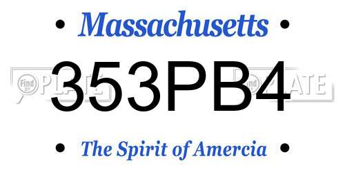 353PB4 Massachusetts License Plate