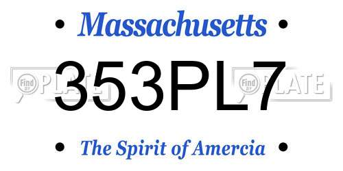 353PL7 Massachusetts License Plate
