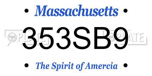 353SB9 Massachusetts License Plate