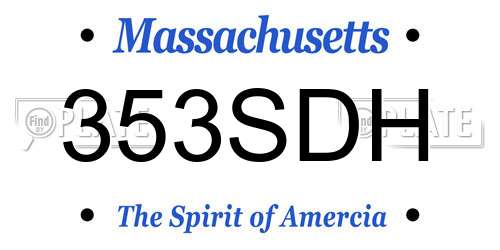 353SDH Massachusetts License Plate