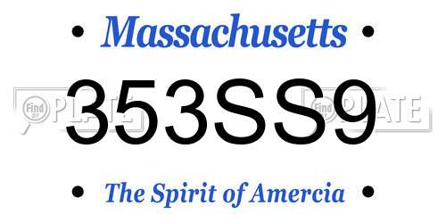 353SS9 Massachusetts License Plate