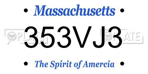 353VJ3 Massachusetts License Plate