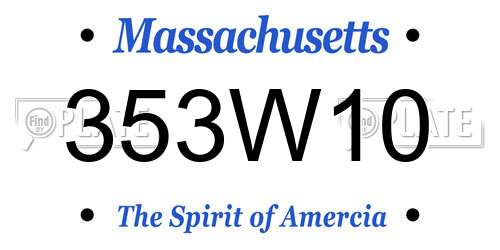 353W10 Massachusetts License Plate