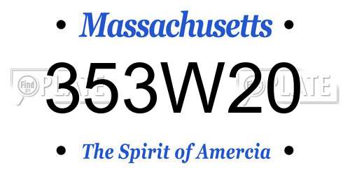353W20 Massachusetts License Plate