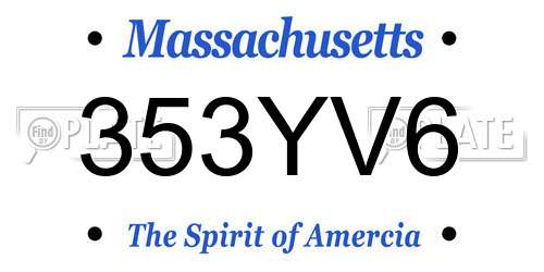 353YV6 Massachusetts License Plate