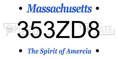 353ZD8 Massachusetts License Plate
