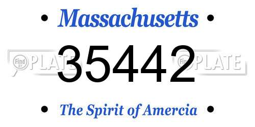35442 Massachusetts License Plate
