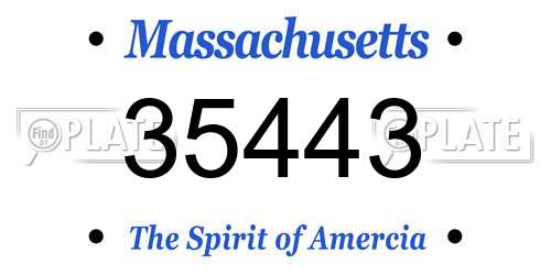 35443 Massachusetts License Plate
