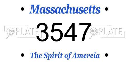 3547 Massachusetts License Plate