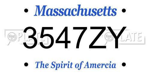 3547ZY Massachusetts License Plate