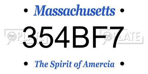 354BF7 Massachusetts License Plate