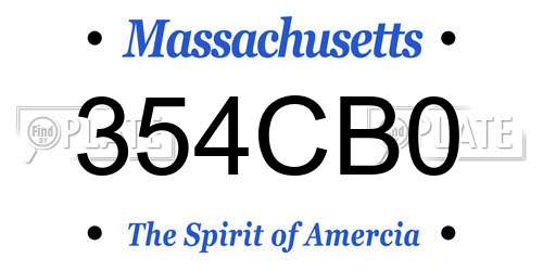 354CB0 Massachusetts License Plate