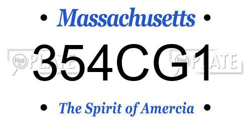 354CG1 Massachusetts License Plate
