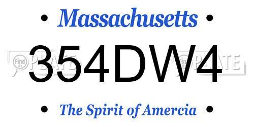 354DW4 Massachusetts License Plate