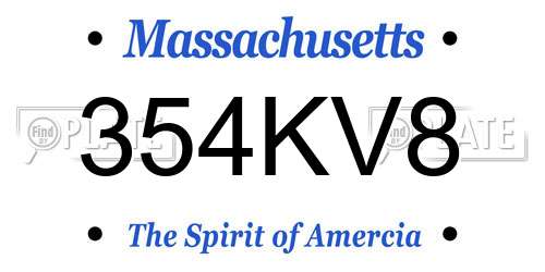 354KV8 Massachusetts License Plate
