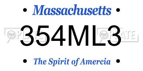 354ML3 Massachusetts License Plate
