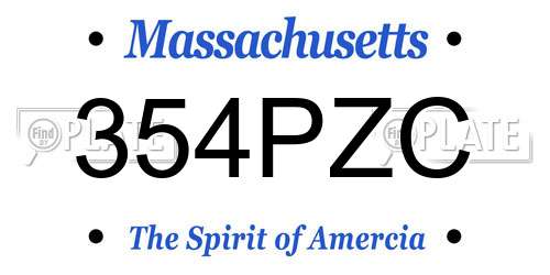 354PZC Massachusetts License Plate
