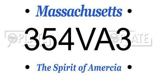 354VA3 Massachusetts License Plate