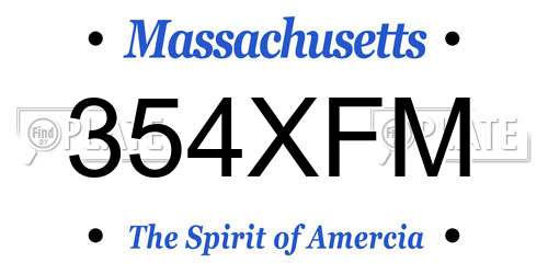 354XFM Massachusetts License Plate