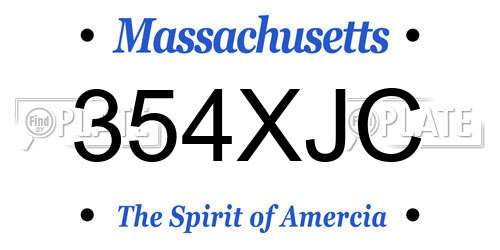 354XJC Massachusetts License Plate