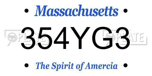 354YG3 Massachusetts License Plate