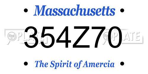 354Z70 Massachusetts License Plate