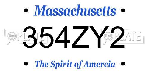 354ZY2 Massachusetts License Plate