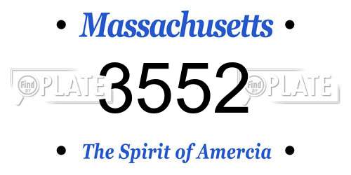 3552 Massachusetts License Plate
