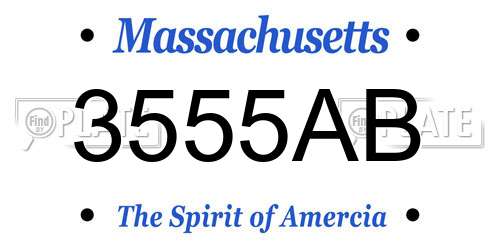 3555AB Massachusetts License Plate