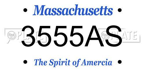 3555AS Massachusetts License Plate
