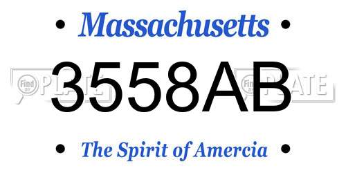 3558AB Massachusetts License Plate