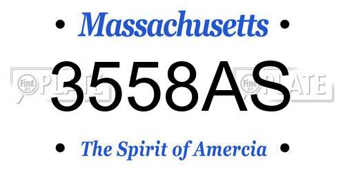 3558AS Massachusetts License Plate